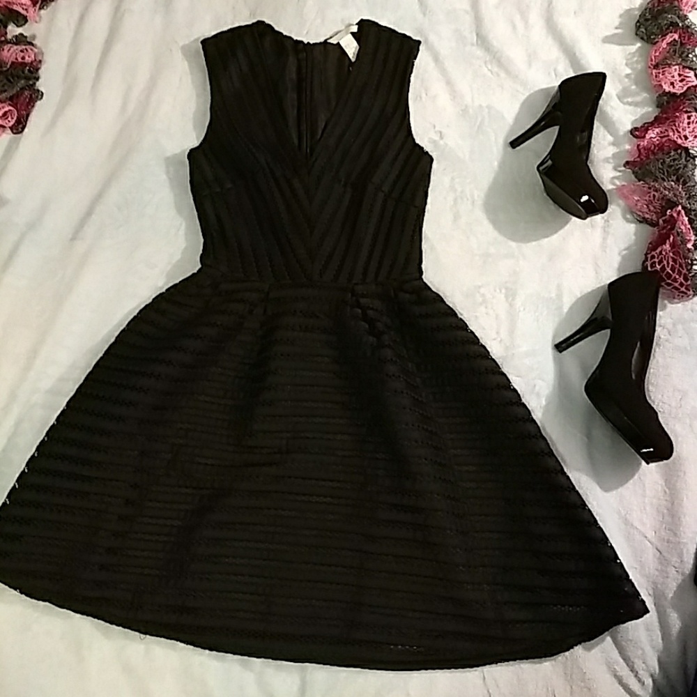 Black fit and flare dress